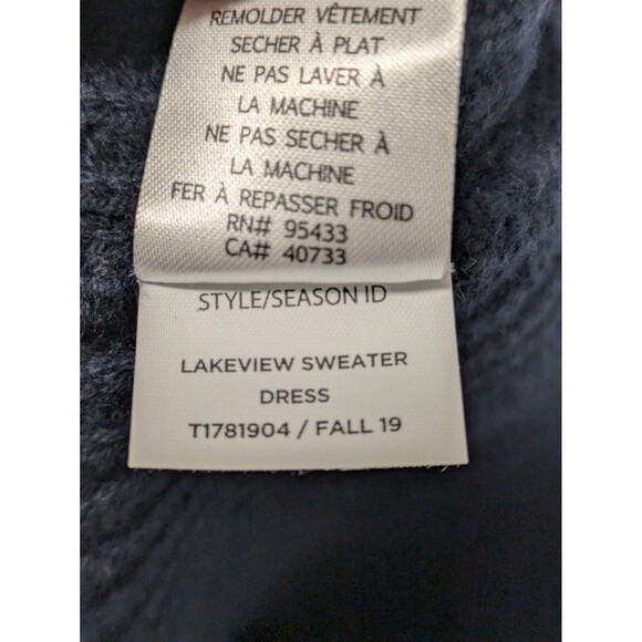 Toad & Co Navy Blue Lakeview Sweater Dress sz L Ethical Wool Ribbed Classic Chic - Picture 9 of 9